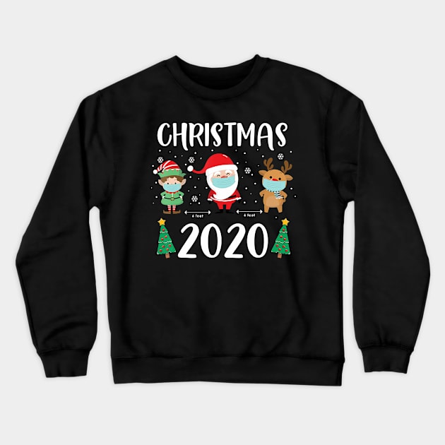 Santa Wearing Mask Elf Reindeer Quarantine Christmas 2020 Family Group Crewneck Sweatshirt by taluswink